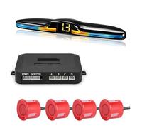 Kit Sensor Aparcamiento Kit De Pantalla Monitor Parktronic Con Fondo Y Sensor Estacionamiento Asistente Detector Marcha Atrás 4 Sondas Sensores De Aparcamiento Marcha(Rojo)