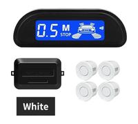 Kit Sensor Aparcamiento Radar Marcha Atrás Trasero para Coche Monitor Parktronic Detector 22 Mm Pantalla Retroiluminada Aparcamiento Sistema Radar(Blanco)