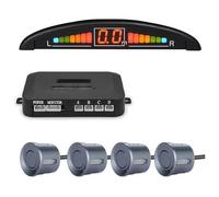 Kit Sensor Aparcamiento Radar Marcha Atrás Trasero para Coche Pantalla Digital Precisa Alarma Obstáculos Parktronic 4 Sensores De Aparcamiento(Red-Brown-Panel)