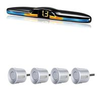 Kit Sensor Estacionamiento Múltiple Radar Marcha Atrás Trasero Automóvil Pantalla Retroiluminada Monitor Respaldo Detector Asistente 4/6/8 Aparcamiento Sistema Radar(Plata,4)