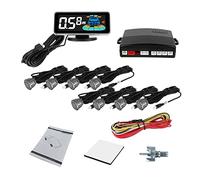 Kit Sensor Estacionamiento Radar Múltiple Parktronic con Retroiluminación Pantalla LED Monitor Respaldo Detector Asistente Sensor estacionamiento Coche(Silver 8 sensors)