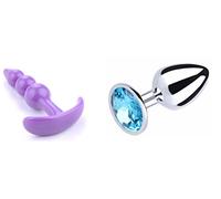 Kit Serata diversa Butt Plug Inside Color Tapón anal de silicona 9,5 cm + Plug Anal de metal con cristal 7 x 3 cm