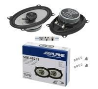Kit Set para Alpine SXE-4625S 2 Altavoces coaxiales de 2 vías 4" x 6" 10 x 15 cm 100x150 mm 20 vatios rms y 150 vatios máx para Coche, por par + 5 Pegatinas + Tornillos de instalación incluidos
