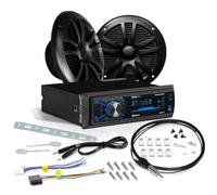Kit Set para Boss Audio Systems MCBK634B.6, 1 Kit con estéreo Bluetooth Am/FM Resistente al Agua, 1 par de Altavoces y 1 Antena dipolo, 1 Kit + Accesorios gratuitos