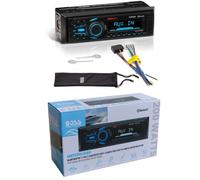 Kit Set para Boss Audio Systems MR1308UABK, Autoradio Single-DIN, Receptor Am/FM, estéreo, AUX/USB/MP3, con Bluetooth, para Uso náutico, Barcos y lanchas, Negro, 1 Unidad + Accesorios incluidos