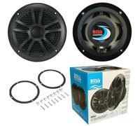 Kit Set para Boss Audio Systems MR6B 2 Altavoces Marinos de Doble Cono de 6,5" 16,50 cm x 165 mm, 90 vatios rms, 180 vatios máx., Resistentes al Agua, Color Negro, par + Accesorios