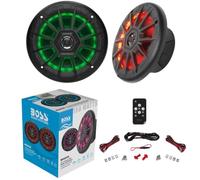 KIT SET PARA BOSS AUDIO SYSTEMS MRGB55B, 2 altavoces coaxiales de 2 vías de 5,25" 13,3 cm, 75 vatios rms, 150 vatios máx., 4 ohmios, resistentes al agua, con LED RGB, un par+mando a distancia gratuito
