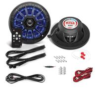 Kit Set para Boss Audio Systems MRGB65B, 2 Altavoces Marinos de 2 vías de 6,5" 16,5 cm x 165 mm, 100 vatios rms, 200 vatios máx, 4 ohmios, Resistentes al Agua, con LED RGB, por Pares + Accesorios