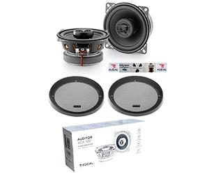 Kit Set para Focal Auditor ACX-100 ACX100 2 Altavoces coaxiales 2 vías 10 cm 100 mm 4" diámetro, 30 Watt rms 60 Watt MAX, 4 Ohm, 88 db spl, Coche, por Parejas + Rejillas y 5 Pegatinas Gratis