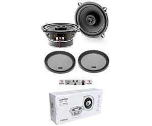 Kit Set para Focal Auditor ACX-130 ACX130 2 parlantes coaxiales de 2 vías de 13 cm 130 mm 5.25" de diámetro 50 Watts rms y 100 Watts MAX 4 Ohm 90 db, el par + Rejillas y 5 Stickers Gratis