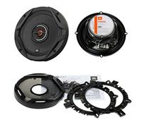 Kit Set para JBL GX602 2 Altavoces coaxiales de 2 vías de 16,5 cm 165 mm 6,5" 60 vatios rms 180 vatios impedancia máxima 2,3 ohmios, Color Negro, par + adaptadores y Rejillas Gratis