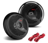Kit Set para Pyle PLMR80B, 2 Altavoces de Doble Cono de 8" 24,4 cm 244 mm, 90 vatios rms y 180 vatios máx, Resistentes al Agua, para Uso marítimo, Piscina, Barco y Hotel, Negro, Pareja + Cables