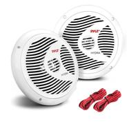 Kit Set para Pyle PLMR80W, 2 Altavoces de Doble Cono de 24,4 cm 244 mm 8", 90 vatios rms y 180 vatios máx., para Uso en Marina, Impermeables, Barcos y hoteles, Color Blanco, par + Cables Gratis