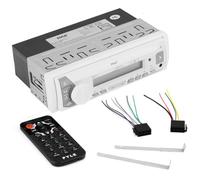 Kit Set para Pyle PLMRB39W, Radio Single DIN, Receptor Am/FM, estéreo, AUX/USB/MP3/WMA, con Bluetooth, para embarcaciones y Botes, 1 Unidad + Accesorios gratuitos
