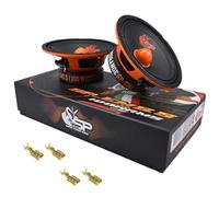 Kit Set para SP Audio SP-EM6.5 2 Altavoces midrange de 16,5 cm, 165 mm de diámetro, 6,5", 100 vatios rms 200 vatios máx, 4 Ohm, 95 db spl, para Coches, por Parejas + 4 faston Gratis