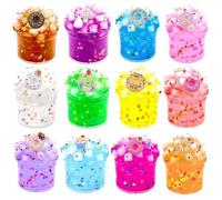 Kit Slime, Slime para Niñas, 12 Piezas Kit Slime Cristal Crujiente Océano, Suave y Antiadherente, Juguetes Sensoriales Antiestrés, Juguete Lindo y Preppy, Ideas de Regalo Cumpleaños, Fiesta y Navidad