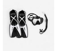 Kit Snorkel Aletas + Máscara + Tubo Kit Tropical Negro Blanco M/L