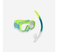 Kit Snorkel Buceo Niños Máscara + Tubo Snorkel Válvula Verde Fluorescente S