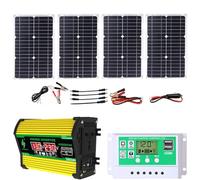 Kit solar completo de 4000 W: panel solar monocristalino de 100 W + controlador de carga PWM de 50 A, pantalla LCD for autocaravanas fuera de la red.(Unique Colour)
