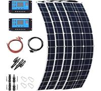 Kit solar de panel solar flexible de 200W/400W/800W, 12 V-24 V, módulo solar monocristalino con controlador de carga (40 A) y cable para vehículos recreativos, barcos, remolques(800w)