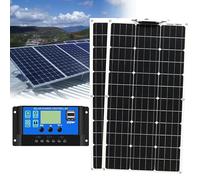 Kit Solar de Panel Solar Flexible de 500W, 12V 24V, módulo Solar monocristalino con Controlador de Carga y Cable para vehículos recreativos, Barcos, remolques(2x500W)