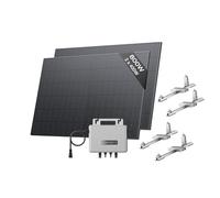 Kit solar ECOFLOW STREAM, inversor de 800W, 2*panele solare FV 400W, 2*soporte de tejado plano, inversor de inyección a red inteligente con WiFi y control mediante aplicación para techo plano y jardín