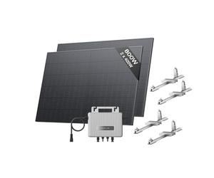Kit solar ECOFLOW STREAM, inversor de 800W, 2*panele solare FV 400W, 2*soporte de tejado plano, inversor de inyección a red inteligente con WiFi y control mediante aplicación para techo plano y jardín