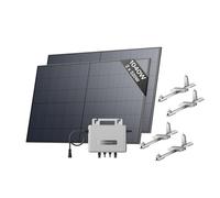 Kit solar ECOFLOW STREAM, inversor de 800W, 2*panele solare FV 520W, 2*soporte de tejado plano, inversor de inyección a red inteligente con WiFi y control mediante aplicación para techo plano y jardín