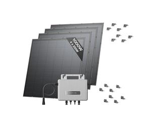 Kit Solar EcoFlow STREAM, Microinversor de 800 W conectado a la red, paneles solares fotovoltaicos de 250 W*4 con soporte ligero Fachada, control vía Wi-Fi y APP, ideal para paredes verticales