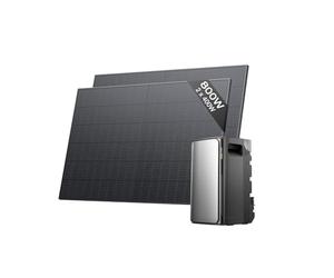 Kit solar ECOFLOW STREAM Ultra, batería de 1,92 kWh, 2 paneles solares rígidos de 400 W, 4 entradas solares MPPT de 2800 W, 2 puertos de CA 2300W, batería con inversor, AI, Plug&Play