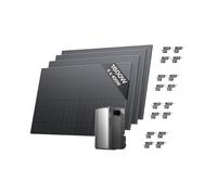 Kit solar ECOFLOW STREAM Ultra, batería de 1,92 kWh, 4 paneles solares rígidos de 400W, 4 soporte fachada, 4 entradas solares MPPT de 2800W, 2 puertos de CA 2300W, batería con inversor, AI