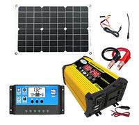 Kit Solar - Inversor 4000W, Kit Solar Completo | 2 Puertos USB y Enchufe CA, Kit de Panel Solar Monocristalino 18W, Controlador de Carga Solar Automático 30A, Carga Rápida para