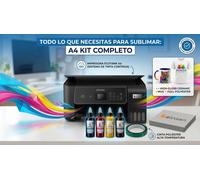Kit Sublimacion A4 EcoTank 4 Tintas Papel Alta Transferencia Cinta Termica