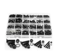 Kit surtido de 1060 piezas de tornillos, pernos y tuercas de cabeza hexagonal plana y redonda de acero M2, M3, M4 y M5 con caja de almacenamiento.(Flat 1060pcs)