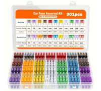 Kit surtido de 301 piezas de fusibles de coche tipo cuchilla de con , para camiones, coches, fusibles de para motocicleta, varios tipos, fusibles medianos y pequeños