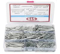 Kit surtido de 615 pasadores chaveta galvanizados, metálicos, sujetadores, herramientas, accesorios reparación, seguridad for automoción, mecánica y garaje