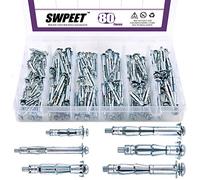 Kit surtido de 80 pernos Molly, anclajes de pared huecos perfectos para asegurar paneles de yeso, yeso y paneles a paredes o techos - M4 x 32, M4 x 60, M5 x 52, M5 x 65, M6 x 52, M6 x 65 (kit surtido)