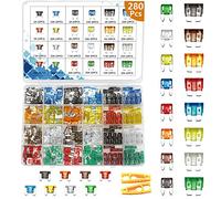 Kit surtido de fusibles para coche, 282 unidades, tipo cuchilla, estándar y mini y perfil bajo (2A/5A/7.5A/10A/15A/20A/25A/30A), fusibles de repuesto para coche/RV/Camión/motocicleta