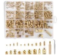 Kit surtido de insertos roscados de 465 piezas, juego de insertos de calor de latón premium, M2 M2.5 M3 M4 M5 M6 tuercas moleteadas métricas con puntas de inserción de juego de calor, ideal para