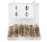 Kit surtido de pines Lynch 50 piezas | pasador seguro anular de acero con resorte de 65 Mn para tractor/remolque/equipo agrícola | Sujetadores protectores galvanizados con caja de