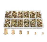 Kit Surtido De Tuercas De Remache De 240 Piezas, #6-32#8-32#10-24 1/4"-20 5/16"-18 3/8"-16 Tuerca De Inserción Roscada Rivnut, Nutsert De Acero Al Carbono Chapado