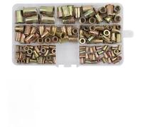 Kit surtido de tuercas de remache métricas para M3 M5 M6 M8 para M10 cabeza plana Cuerpo moleteado Insertos roscados de acero al carbono chapado en zinc para reparación de paneles de plástico de chapa