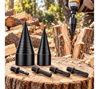 Kit Taladro Partidor de Leña 32mm+42mm, para Bosch GDR 18V-220 C | Kit robusto con cono roscado para preparar leña de estufa, chimenea, jardín y trabajos de madera en taller