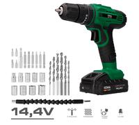Kit taladro percutor/atornillador 14,4 v con batería, cargador y 28 a