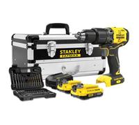 KIT: Taladro Percutor BRUSHLESS V20 Li-Ion 18V SFMCD715 + Set de 50 piezas con 2 baterías Li-Ion 2Ah, cargador 2A y Caja de Herramientas metálica con cajón