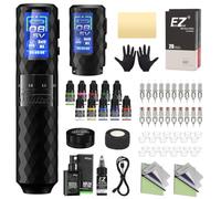 Kit Tatuaje - Maquina de Tatuar Kit Completo con 6 Strokes 2.5-4.8mm Maquina Tatuar, Extra Batería de Alimentación de 1600mAh, 20Pzs Agujas Tatuaje y 11 Color Tintas para Tatuadores