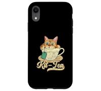 Kit Tea Black Kitty Una taza de gato amante del té Carcasa para iPhone XR