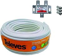 KIT TECNOVOZ 20M Cable antena TELEVES + Mezclador TV/SAT + 3 Conectores F