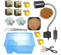Kit Tortuguera Completa para Tortugas de Agua - Equipo de lámparas UVB, Comida Sticks y gammarus para Tortugas, Pinzas, Calcio (Azul, 58x34x19.5 cm)