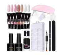 Kit UñAs Acrilicas 0.5 Fl Oz 7 Colores Kit de ExtensióN de UñAs Con LáMpara UV Lima de de de Gel de Larga DuracióN de IniciacióN Para SalóN En Casa